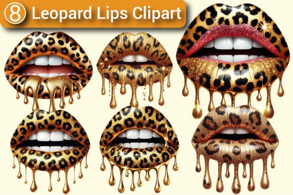 Download Gold Leopard Lips Clipart PNG Bundle - Png Collection