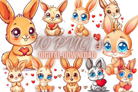 Download Bunny with Hearts Clipart, PNG 5S-13 - Png Collection