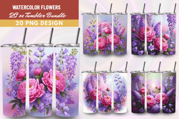 Download Watercolor Flowers Tumbler Wrap PNG Bund - Png Collection