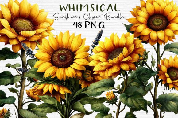 Download Watercolor Sunflowers Clipart Bundle PNG - Png Collection