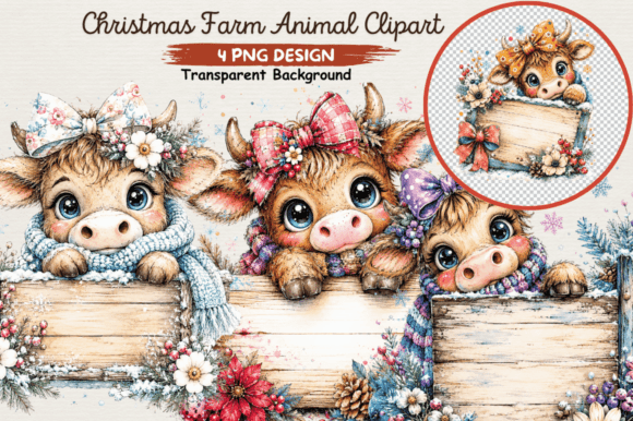 Download Christmas Farm Animal Clipart PNG - Png Collection