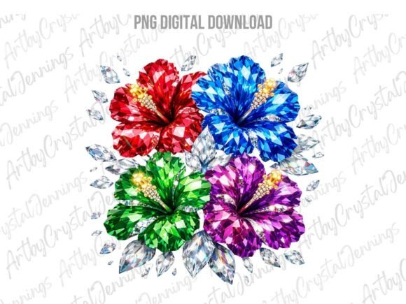 Download Bright Glitter Hibiscus Flowers PNG - Png Collection