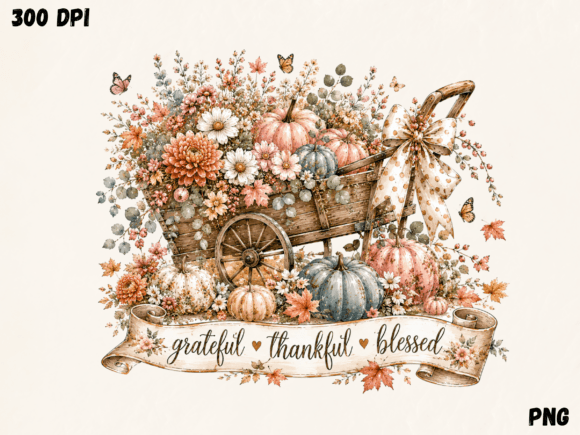 Download Grateful Thankful Blessed Fall Wagon PNG - Png Collection