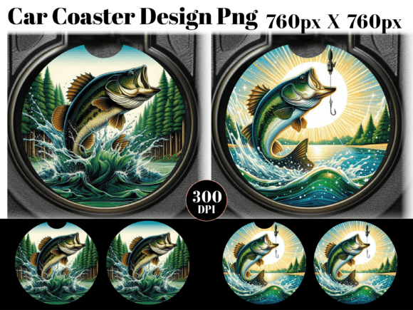 Download Bass Fishing Car Coaster PNG Sublimation - Png Collection