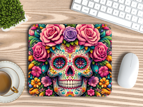 Download Colorful Flower Crown Skull Mousepad PNG - Png Collection