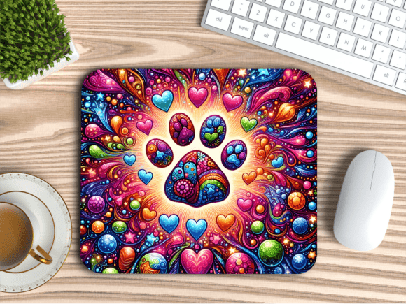 Download Psychedelic Dog Paw Heart Mousepad PNG - Png Collection