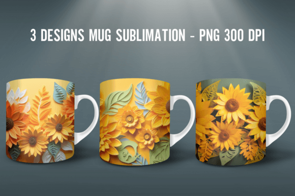 Download 3D Sunflower Mug Sublimation PNG - Png Collection