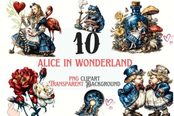 Download Alice Wonderland Bundle 10 PNG Set - Png Collection