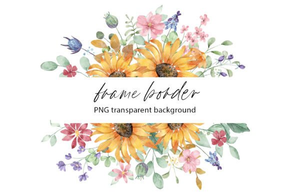 Download Sunflower Border, Watercolor Flowers PNG - Png Collection