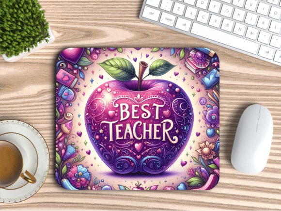 Download Best Teacher Floral Apple Mousepad PNG - Png Collection