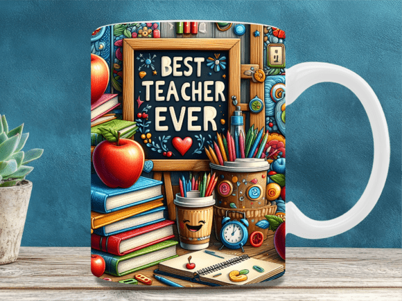 Download Best Teacher Ever School Mug Wrap Png - Png Collection