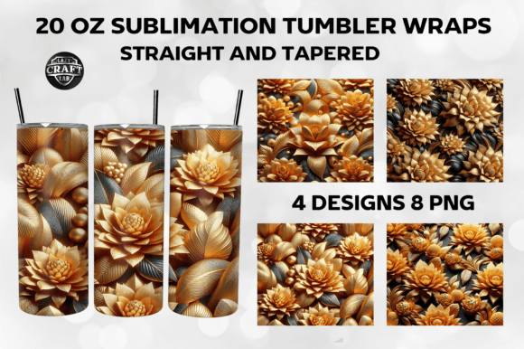 Download 3D Flowers Tumbler Wrap 20oz Skinny PNG - Png Collection
