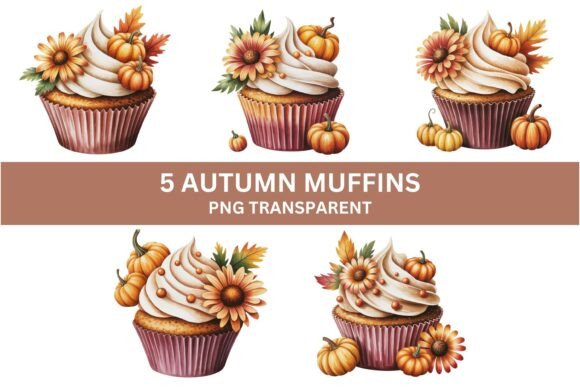Download Autumn Cupcake Clipart PNG Set - Png Collection