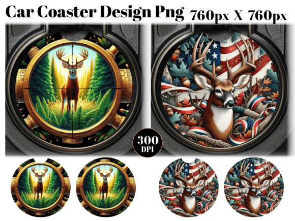 Download Deer Hunting Car Coaster PNG Sublimation - Png Collection