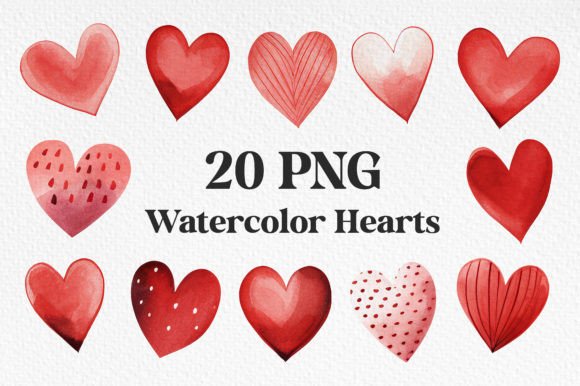 Download 20 Watercolor Hearts Valentine's Day PNG - Png Collection