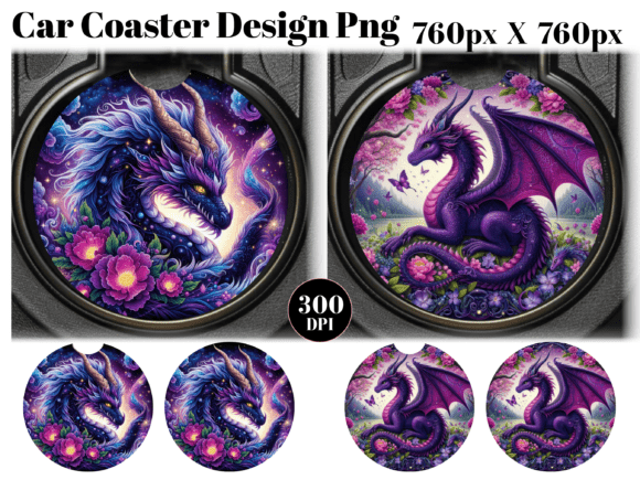 Download Purple Dragon Floral Car Coaster PNG - Png Collection