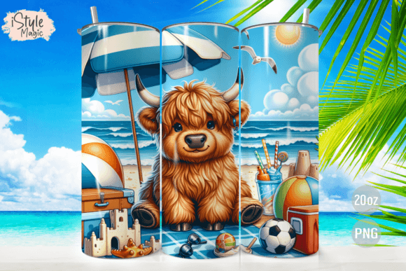 Download Highland Cow Beach Summer Tumbler Wrap - Summer tumbler Collection