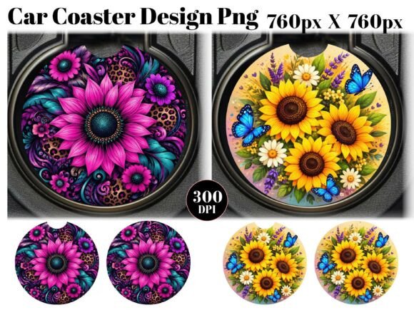 Download Sunflower Car Coaster PNG Sublimation - Png Collection