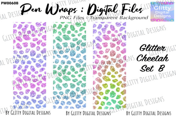 Download Glitter Cheetah Pen Wraps Set B , PNG - Png Collection
