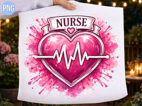 Download Pink Watercolor Heart Nurse EKG PNG - Png Collection